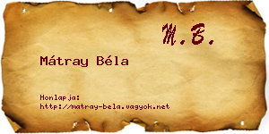 Mátray Béla névjegykártya